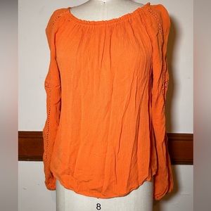 Sanctuary boatneck blouse with beautiful lattice work on sleeves